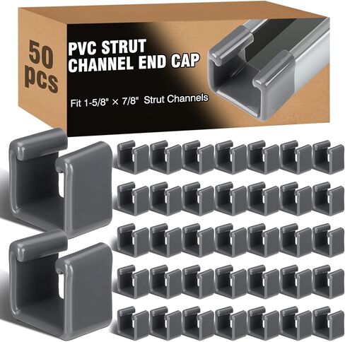 50 Pack 1-5/8'' Square End Caps Strut Channel Strut Hardware PVC Channel Safety Caps, Metal Tubing End Cover Protection Gray Frame Protectors in Kuwait