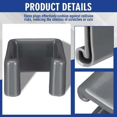 50 Pack 1-5/8'' Square End Caps Strut Channel Strut Hardware PVC Channel Safety Caps, Metal Tubing End Cover Protection Gray Frame Protectors in Kuwait