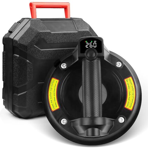 Glass Electric Suction Cup, Heavy Duty Vacuum Glass Lifter, Digital Display, 4000mAh Battery, 8"-573lbs Max,Suction Cup Monitor,Auto Start Pump, for Doors, Windows, Granite, Tile, Metal, Glass,1 Pack in Saudi Arabia