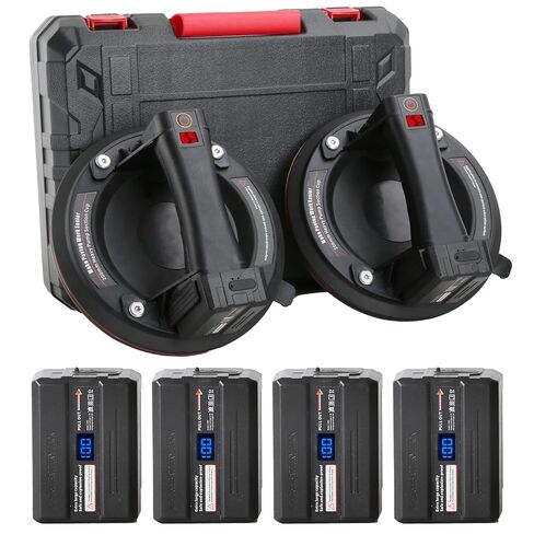 أكواب شفط كهربائية مقاس 8 بوصات للزجاج، أقصى حمولة 600 رطل، رافعة أكواب شفط للبلاط شديدة التحمل مع بطاريات 4 * 2400 مللي أمبير في الساعة، مضخة تشغيل تلقائية، شاشة عرض، لرفع الزجاج الكبير والبلاط والجرانيت والمعادن in Kuwait