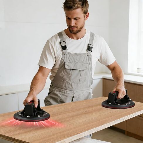 أكواب شفط كهربائية مقاس 8 بوصات للزجاج، أقصى حمولة 600 رطل، رافعة أكواب شفط للبلاط شديدة التحمل مع بطاريات 4 * 2400 مللي أمبير في الساعة، مضخة تشغيل تلقائية، شاشة عرض، لرفع الزجاج الكبير والبلاط والجرانيت والمعادن in Kuwait