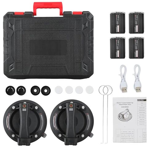 أكواب شفط كهربائية مقاس 8 بوصات للزجاج، أقصى حمولة 600 رطل، رافعة أكواب شفط للبلاط شديدة التحمل مع بطاريات 4 * 2400 مللي أمبير في الساعة، مضخة تشغيل تلقائية، شاشة عرض، لرفع الزجاج الكبير والبلاط والجرانيت والمعادن in Kuwait