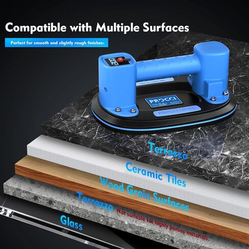 Electric Suction Cup Lifter for Tiles, Glass & Marble – 660LBS/300KG Max Suction, Dual Motors, LCD Display, Powerful Mode for Textured Surfaces, 4500mAh Battery, 12h Runtime, Industrial Grade Tool in Saudi Arabia