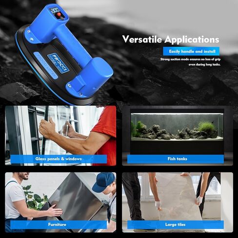 Electric Suction Cup Lifter for Tiles, Glass & Marble – 660LBS/300KG Max Suction, Dual Motors, LCD Display, Powerful Mode for Textured Surfaces, 4500mAh Battery, 12h Runtime, Industrial Grade Tool in Saudi Arabia