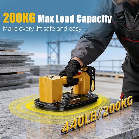 كوب شفط كهربائي، أكواب شفط فراغ للزجاج، أداة شفط البلاط، أقصى حمولة 200 كجم/440 رطل، 2 * 2000 مللي أمبير في الساعة، شاشة LED، منشفة وقفازات، لرفع الزجاج والبلاط والمعادن والجرانيت in Kuwait