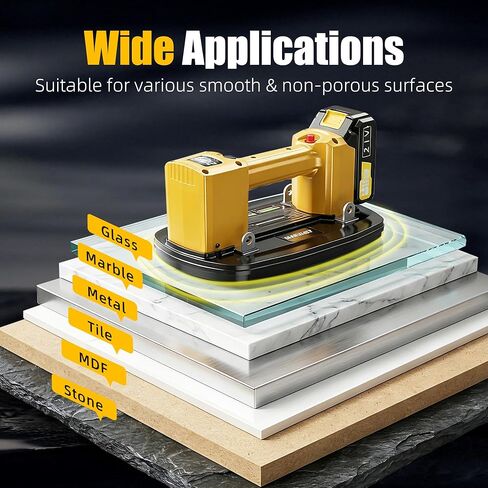 كوب شفط كهربائي، أكواب شفط فراغ للزجاج، أداة شفط البلاط، أقصى حمولة 200 كجم/440 رطل، 2 * 2000 مللي أمبير في الساعة، شاشة LED، منشفة وقفازات، لرفع الزجاج والبلاط والمعادن والجرانيت in Kuwait