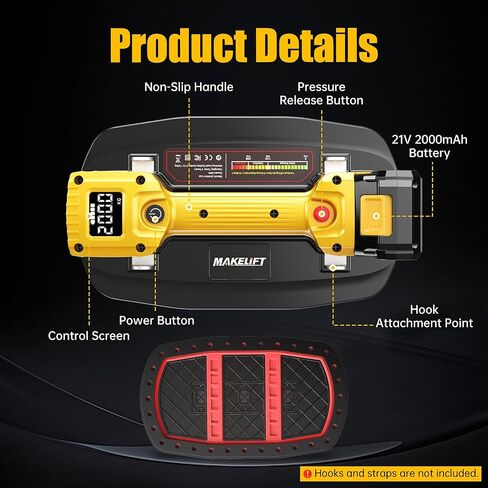 كوب شفط كهربائي، أكواب شفط فراغ للزجاج، أداة شفط البلاط، أقصى حمولة 200 كجم/440 رطل، 2 * 2000 مللي أمبير في الساعة، شاشة LED، منشفة وقفازات، لرفع الزجاج والبلاط والمعادن والجرانيت in Kuwait