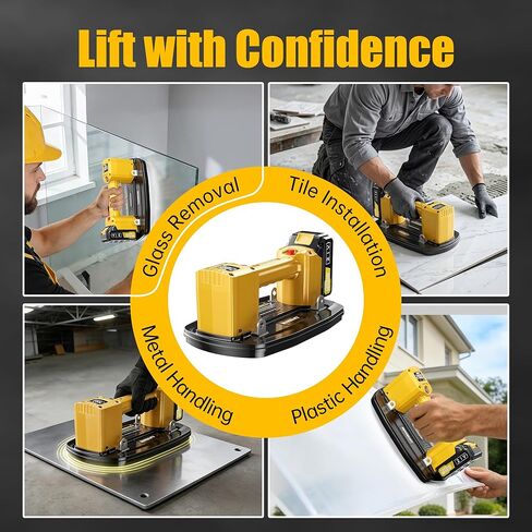 كوب شفط كهربائي، أكواب شفط فراغ للزجاج، أداة شفط البلاط، أقصى حمولة 200 كجم/440 رطل، 2 * 2000 مللي أمبير في الساعة، شاشة LED، منشفة وقفازات، لرفع الزجاج والبلاط والمعادن والجرانيت in Kuwait