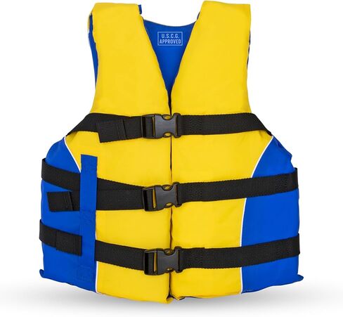 MW Watersports Youth Universal Life Vest, USCG Approved Type III Life Jacket for Kids, Great for Boating, Fishing, Tubing, & Other Water Sports. (Yellow, 50-90 lbs) in Kuwait