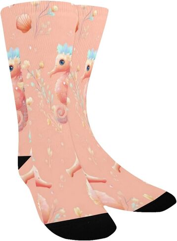 جوارب المشي لمسافات طويلة بنمط فرس البحر باللون الوردي - جوارب شتوية حرارية سميكة دافئة للأولاد والبنات للمدرسة، والارتداء اليومي والأنشطة الخارجية in Kuwait