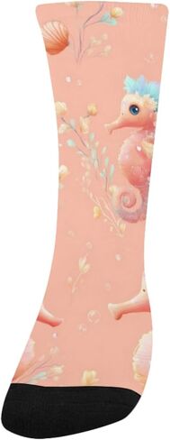 جوارب المشي لمسافات طويلة بنمط فرس البحر باللون الوردي - جوارب شتوية حرارية سميكة دافئة للأولاد والبنات للمدرسة، والارتداء اليومي والأنشطة الخارجية in Kuwait