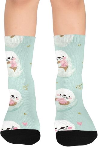 جوارب لطيفة للمشي لمسافات طويلة مطبوعة على شكل ثعالب الماء - جوارب شتوية حرارية سميكة دافئة للأطفال الصغار للأولاد والبنات للمدرسة، والارتداء اليومي والأنشطة الخارجية in Kuwait