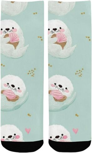 جوارب لطيفة للمشي لمسافات طويلة مطبوعة على شكل ثعالب الماء - جوارب شتوية حرارية سميكة دافئة للأطفال الصغار للأولاد والبنات للمدرسة، والارتداء اليومي والأنشطة الخارجية in Kuwait