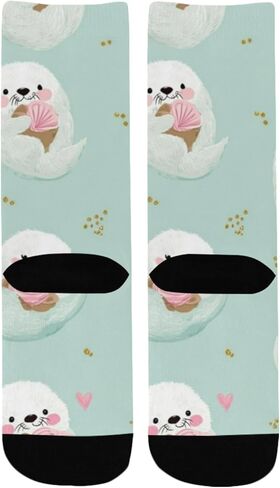 جوارب لطيفة للمشي لمسافات طويلة مطبوعة على شكل ثعالب الماء - جوارب شتوية حرارية سميكة دافئة للأطفال الصغار للأولاد والبنات للمدرسة، والارتداء اليومي والأنشطة الخارجية in Kuwait