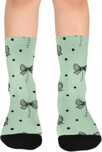 جوارب المشي لمسافات طويلة بفيونكة خضراء - جوارب شتوية حرارية سميكة دافئة للأولاد والبنات الصغار للمدرسة، والارتداء اليومي والأنشطة الخارجية in Kuwait