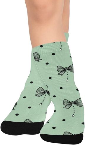 جوارب المشي لمسافات طويلة بفيونكة خضراء - جوارب شتوية حرارية سميكة دافئة للأولاد والبنات الصغار للمدرسة، والارتداء اليومي والأنشطة الخارجية in Kuwait