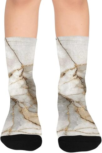 جوارب المشي لمسافات طويلة بطبعة رخامية ذهبية - جوارب شتوية حرارية سميكة دافئة للأطفال الصغار للأولاد والبنات للمدرسة، والارتداء اليومي والأنشطة الخارجية in Kuwait