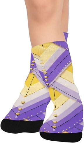 جوارب المشي لمسافات طويلة باللون الأرجواني الهندسي الحديث - جوارب شتوية حرارية سميكة دافئة للأطفال الصغار للأولاد والبنات للمدرسة، والارتداء اليومي والأنشطة الخارجية in Kuwait