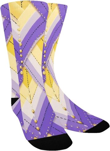 جوارب المشي لمسافات طويلة باللون الأرجواني الهندسي الحديث - جوارب شتوية حرارية سميكة دافئة للأطفال الصغار للأولاد والبنات للمدرسة، والارتداء اليومي والأنشطة الخارجية in Kuwait