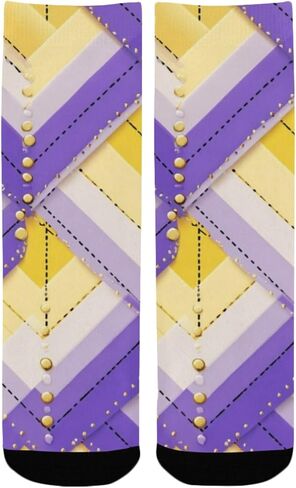 جوارب المشي لمسافات طويلة باللون الأرجواني الهندسي الحديث - جوارب شتوية حرارية سميكة دافئة للأطفال الصغار للأولاد والبنات للمدرسة، والارتداء اليومي والأنشطة الخارجية in Kuwait