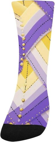 جوارب المشي لمسافات طويلة باللون الأرجواني الهندسي الحديث - جوارب شتوية حرارية سميكة دافئة للأطفال الصغار للأولاد والبنات للمدرسة، والارتداء اليومي والأنشطة الخارجية in Kuwait