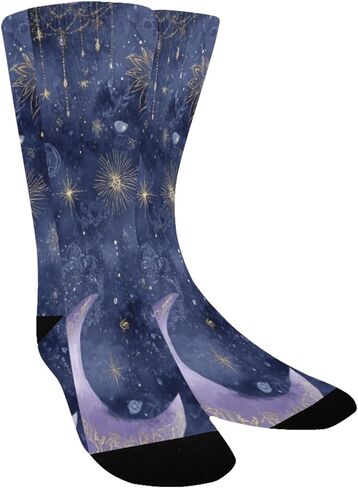 جوارب المشي لمسافات طويلة باللون الأرجواني بطباعة القمر السماوي - جوارب شتوية حرارية سميكة دافئة للأولاد والبنات للمدرسة، والارتداء اليومي والأنشطة الخارجية in Kuwait