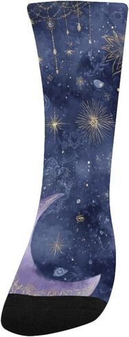 جوارب المشي لمسافات طويلة باللون الأرجواني بطباعة القمر السماوي - جوارب شتوية حرارية سميكة دافئة للأولاد والبنات للمدرسة، والارتداء اليومي والأنشطة الخارجية in Kuwait