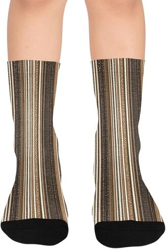 جوارب للمشي لمسافات طويلة بخطوط محايدة دافئة باللون البني - جوارب شتوية حرارية سميكة دافئة للأولاد والبنات الصغار للمدرسة، والارتداء اليومي والأنشطة الخارجية in Kuwait