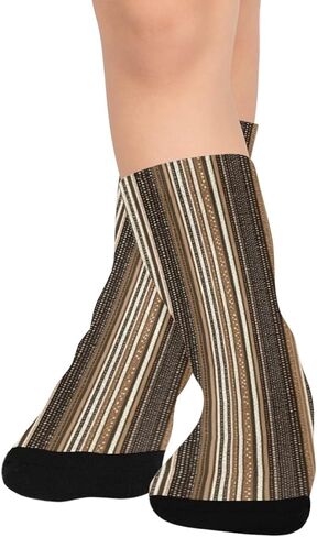 جوارب للمشي لمسافات طويلة بخطوط محايدة دافئة باللون البني - جوارب شتوية حرارية سميكة دافئة للأولاد والبنات الصغار للمدرسة، والارتداء اليومي والأنشطة الخارجية in Kuwait