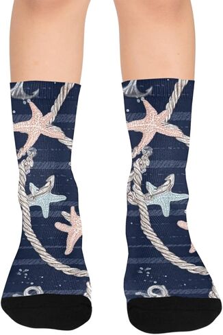 جوارب المشي لمسافات طويلة بطبعة زهور ساحلية - جوارب شتوية حرارية سميكة دافئة للأطفال الصغار للأولاد والبنات للمدرسة، والارتداء اليومي والأنشطة الخارجية in Kuwait