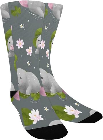 جوارب المشي لمسافات طويلة بطباعة خروف البحر واللوتس - جوارب شتوية حرارية سميكة دافئة للأولاد والبنات للمدرسة، والارتداء اليومي والأنشطة الخارجية in Kuwait