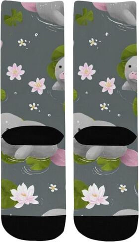 جوارب المشي لمسافات طويلة بطباعة خروف البحر واللوتس - جوارب شتوية حرارية سميكة دافئة للأولاد والبنات للمدرسة، والارتداء اليومي والأنشطة الخارجية in Kuwait