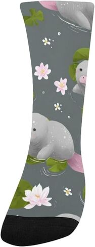 جوارب المشي لمسافات طويلة بطباعة خروف البحر واللوتس - جوارب شتوية حرارية سميكة دافئة للأولاد والبنات للمدرسة، والارتداء اليومي والأنشطة الخارجية in Kuwait