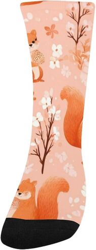 جوارب المشي لمسافات طويلة بطبعة السناجب الزهرية - جوارب شتوية حرارية سميكة دافئة للأولاد والبنات للمدرسة، والارتداء اليومي والأنشطة الخارجية in Kuwait