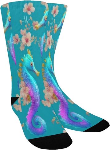 جوارب المشي لمسافات طويلة بطبعة فرس البحر بألوان قوس قزح - جوارب شتوية حرارية سميكة دافئة للأولاد والبنات للمدرسة، والارتداء اليومي والأنشطة الخارجية in Kuwait