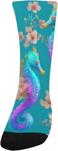 جوارب المشي لمسافات طويلة بطبعة فرس البحر بألوان قوس قزح - جوارب شتوية حرارية سميكة دافئة للأولاد والبنات للمدرسة، والارتداء اليومي والأنشطة الخارجية in Kuwait