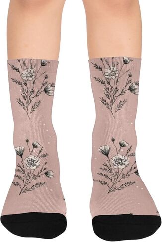 جوارب للتنزه سيرًا على الأقدام من Dusty Pink Blooms Flowers - جوارب شتوية حرارية سميكة دافئة للأولاد والبنات للمدرسة، والارتداء اليومي والأنشطة الخارجية in Kuwait