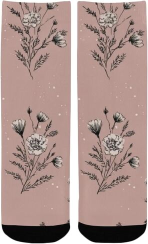 جوارب للتنزه سيرًا على الأقدام من Dusty Pink Blooms Flowers - جوارب شتوية حرارية سميكة دافئة للأولاد والبنات للمدرسة، والارتداء اليومي والأنشطة الخارجية in Kuwait