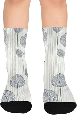 جوارب المشي لمسافات طويلة بزخارف نباتية محايدة - جوارب شتوية حرارية سميكة دافئة للأولاد والبنات الصغار للمدرسة، والارتداء اليومي والأنشطة الخارجية in Kuwait