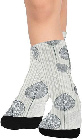 جوارب المشي لمسافات طويلة بزخارف نباتية محايدة - جوارب شتوية حرارية سميكة دافئة للأولاد والبنات الصغار للمدرسة، والارتداء اليومي والأنشطة الخارجية in Kuwait