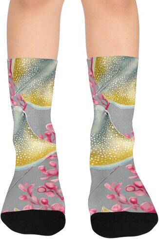 جوارب المشي لمسافات طويلة باللون الرمادي المرجاني الناعمة - جوارب شتوية حرارية سميكة دافئة للأولاد والبنات الصغار للمدرسة، والارتداء اليومي والأنشطة الخارجية in Kuwait