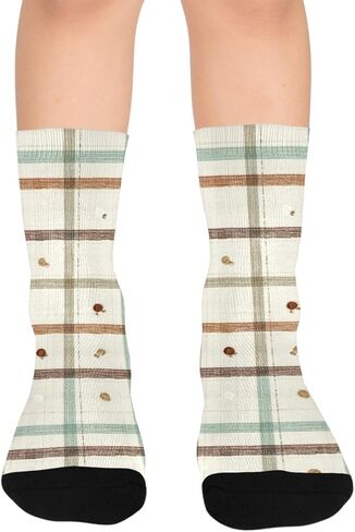 جوارب المشي لمسافات طويلة بطباعة مربعات فنية - جوارب شتوية حرارية سميكة دافئة للأولاد والبنات الصغار للمدرسة، والارتداء اليومي والأنشطة الخارجية in Kuwait