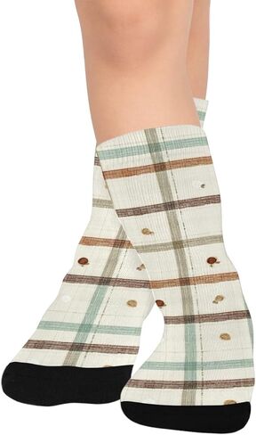 جوارب المشي لمسافات طويلة بطباعة مربعات فنية - جوارب شتوية حرارية سميكة دافئة للأولاد والبنات الصغار للمدرسة، والارتداء اليومي والأنشطة الخارجية in Kuwait