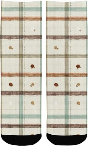 جوارب المشي لمسافات طويلة بطباعة مربعات فنية - جوارب شتوية حرارية سميكة دافئة للأولاد والبنات الصغار للمدرسة، والارتداء اليومي والأنشطة الخارجية in Kuwait