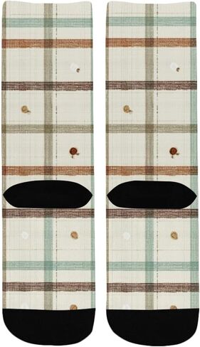 جوارب المشي لمسافات طويلة بطباعة مربعات فنية - جوارب شتوية حرارية سميكة دافئة للأولاد والبنات الصغار للمدرسة، والارتداء اليومي والأنشطة الخارجية in Kuwait