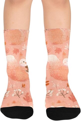 جوارب للمشي لمسافات طويلة بطباعة السناجب الزهرية - جوارب شتوية حرارية سميكة دافئة للأولاد والبنات الصغار للمدرسة، والارتداء اليومي والأنشطة الخارجية in Kuwait