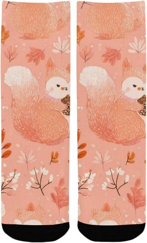جوارب للمشي لمسافات طويلة بطباعة السناجب الزهرية - جوارب شتوية حرارية سميكة دافئة للأولاد والبنات الصغار للمدرسة، والارتداء اليومي والأنشطة الخارجية in Kuwait