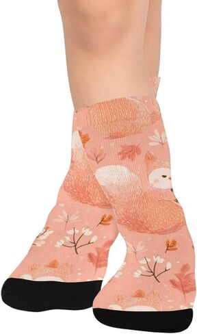 جوارب للمشي لمسافات طويلة بطباعة السناجب الزهرية - جوارب شتوية حرارية سميكة دافئة للأولاد والبنات الصغار للمدرسة، والارتداء اليومي والأنشطة الخارجية in Kuwait