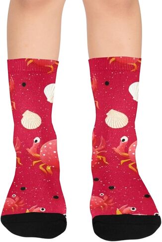 جوارب Art Red Crab Pal للمشي لمسافات طويلة - جوارب شتوية حرارية سميكة دافئة للأطفال الصغار للأولاد والبنات للمدرسة، والارتداء اليومي والأنشطة الخارجية in Kuwait