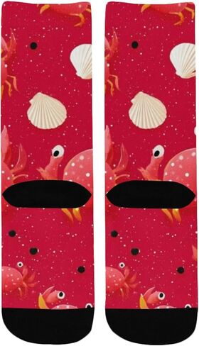 جوارب Art Red Crab Pal للمشي لمسافات طويلة - جوارب شتوية حرارية سميكة دافئة للأطفال الصغار للأولاد والبنات للمدرسة، والارتداء اليومي والأنشطة الخارجية in Kuwait